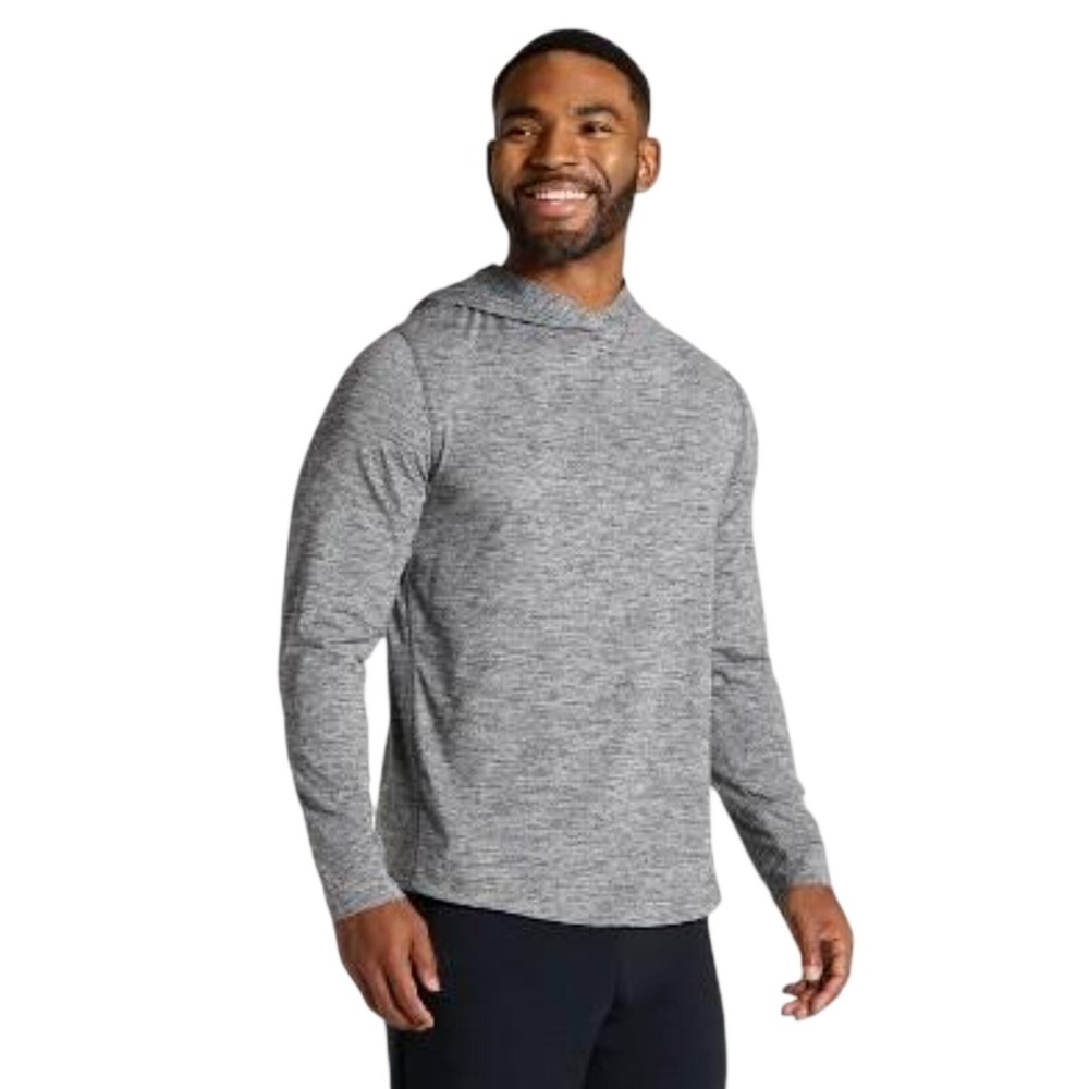 All in Motion Mens 3XL Dark Gray Heather Long Sleeve Hooded Performance T-Shirt